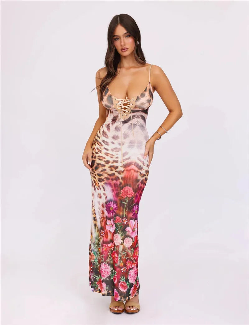 Elegant Floral Print Maxi Dress