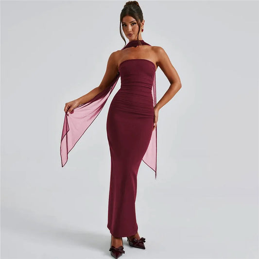 Strapless Backless Maxi Dress