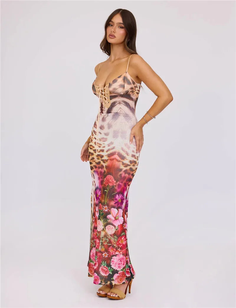 Elegant Floral Print Maxi Dress